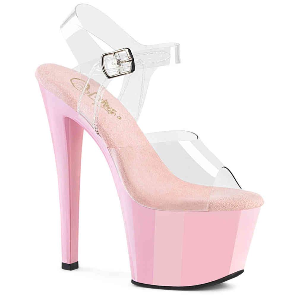 Pleaser - SKY308 Ankle strap sandal - Transparent/Pink Product image